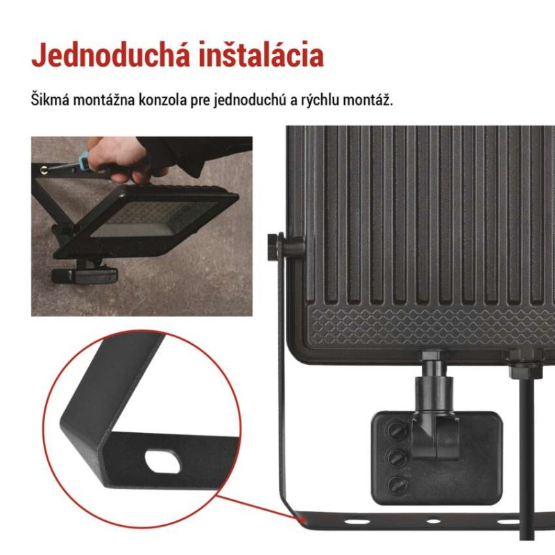 LED reflektor VISIO s pohybovým čidlom, 50 W, neutrálna biela, čierný 9