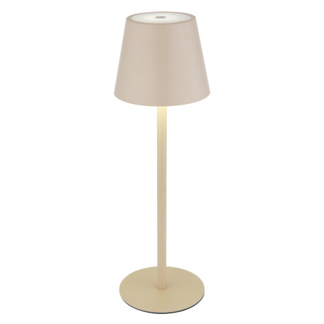 Stolová lampa, kov/plast pieskový/biely, dotyk. zap/vyp/stmievanie, USB-A 2.0 - USB-C; aku CR18650 1 10