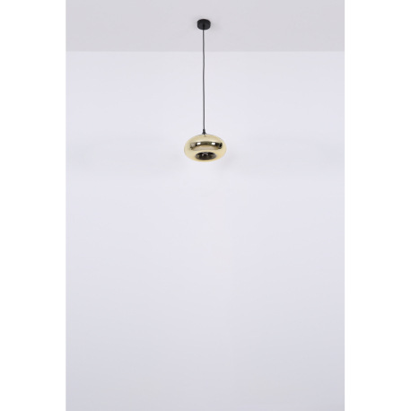 Závesné svietidlo, kov čierny, sklo chrómovej farby, Ø280, V:1200, bez žiarovky 1xE27, max. 60W 230V 12