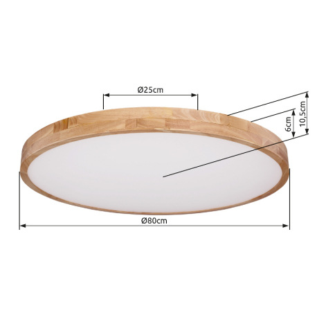 Stropné svietidlo, kov biely, prírodné drevo, plast biely, funkcia pamäte, stmievateľné, diaľkové ov 8