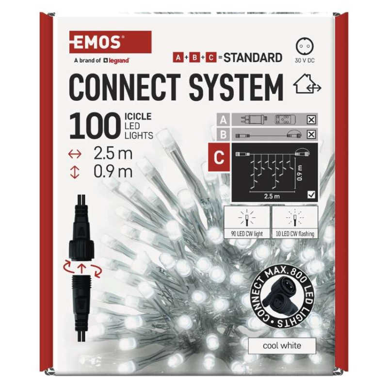 Standard LED spoj. reťaz blikajúca – cencúle, 2,5 m, vonkajšia, studená biela 11