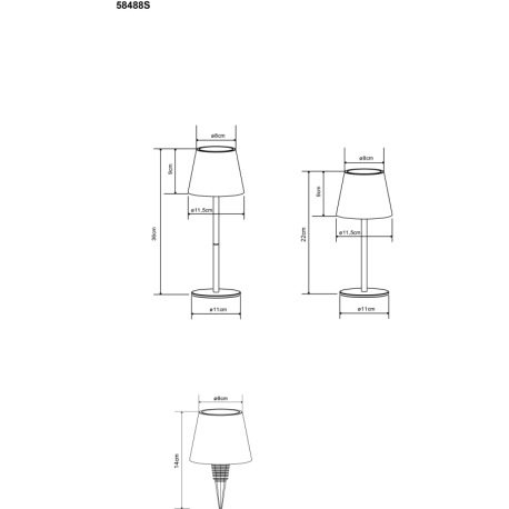 Stolová lampa, kov/plast pieskový/biely, dotyk. zap/vyp/stmievanie, USB-A 2.0 - USB-C; aku CR18650 1 17