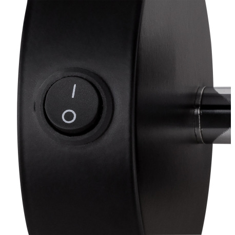 Nástenné svietidlo, kov čierny, plast čierny a zlatý, vypínač, ŠxV:100x145, H:130, bez žiarovky 1xE1 12