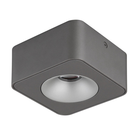 LED reflektor, hliník sivý tmavý, plast sivý, plast číry, DxŠxV: 117x117x55mm, vrátane LED 6,5W 230V 2