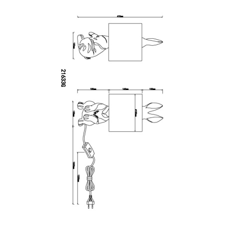 Stolná lampa, matný plast zlatej farby, čierny zamat, čierny PVC kábel, kolískový vypínač na kábli, 9
