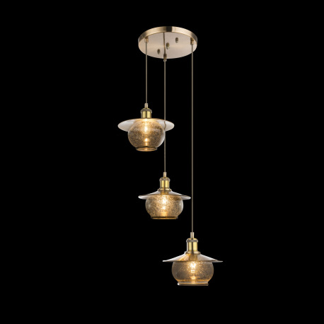 Závesné svietidlo, kov bronzovej farby, sklo, Ø450, V:1500, bez žiaroviek 3xE27, max. 60W 230V. 1