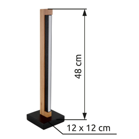 Stolové svietidlo, kov čierny, drevo tmavohnedé, hliník čierny matný, plast biely, kábel PVC čierny, 16