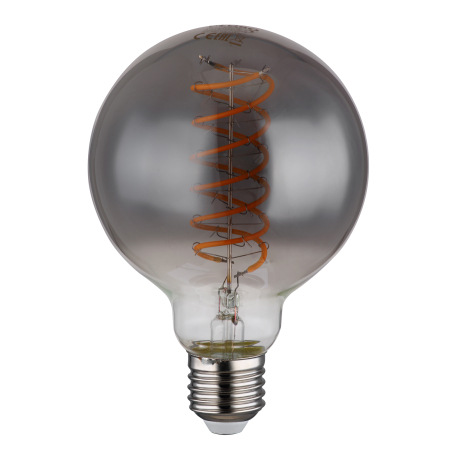 LED žiarovka, sklo dymové, stmievateľné, ø:95mm, V:138mm, 1x E27 LED 8.5W 230V, 280lm zdroj, 280lm v 3