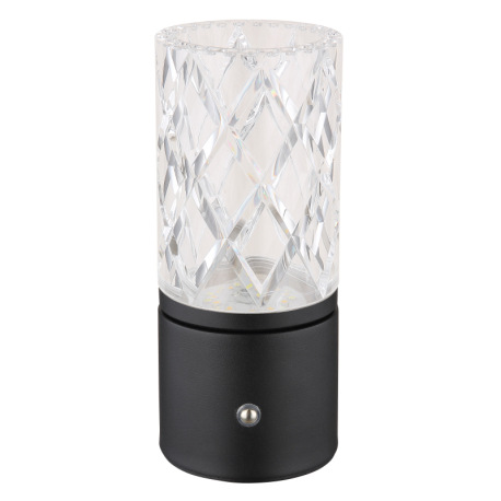 Nabíjateľná stolová lampa, kov čierny matný, akryl číry, kábel PVC čierny, dotykové zapnutie/vypnuti 13