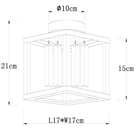 Stropné svietidlo kov čierny matný, sklenené kryštály dymovej farby, DxŠxV: 170x170x210mm, bez žiaro 9