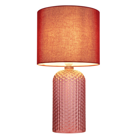 Stolová lampa, červené sklo, červený textil, biely PVC kábel, kolískový vypínač na kábli, ø: 265 mm, 11
