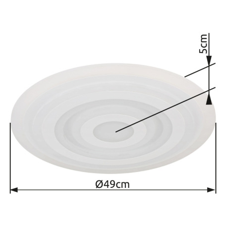 Stropné svietidlo, kov biely, akryl biely, ø: 490 mm, V: 50 mm, vrátane LED 40W 230V, zdroj 5200lm, 5