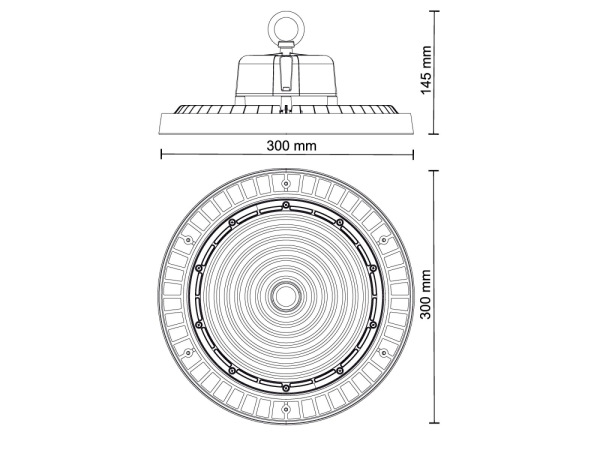 LED svietidlo High Bay UFO 150W / IP65 / 5000K / 0-10V - LU422/1 6