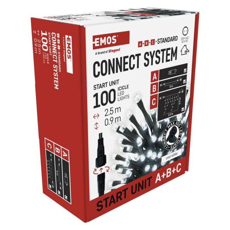 Štartovacia súprava pre spoj. reťaze Klasik – cencúle, 2,5 m, vonkajšia, studená biela, č. 12