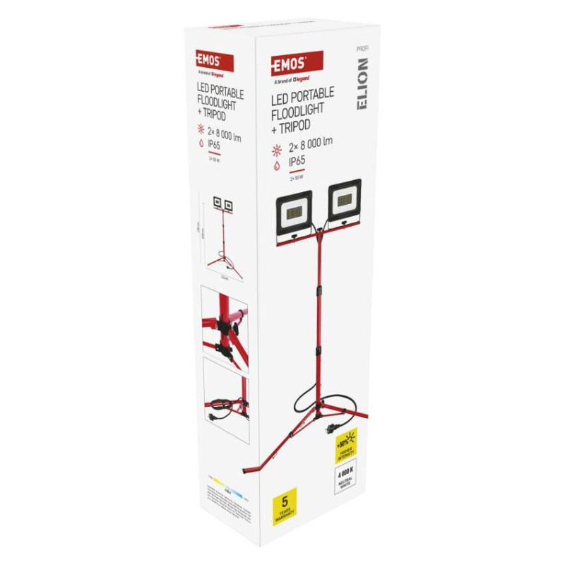 LED reflektor ELION, 2×50W + trojnožka, neutrálna biela 14