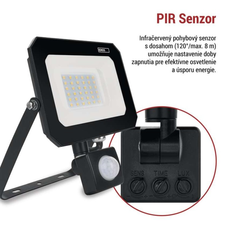 LED REFLEKTOR SIMPO 30W 3000LM IP44 NW PIR 6