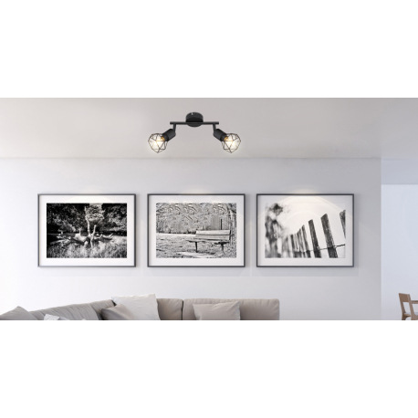 Stropné svietidlo, kov čierny, DxŠxV: 220x80x180, bez žiaroviek 2xE14, max. 40W 230V 9