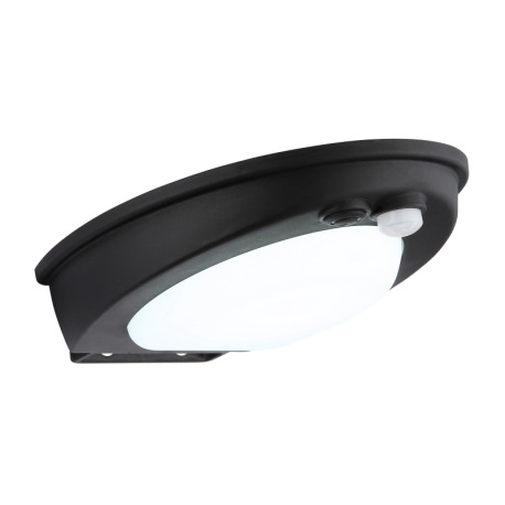 Solárne svietidlo, plast čierny/biely, vypínač, prepínač, batéria CR18650 1200mAh 3,7V, IP54, nabíja