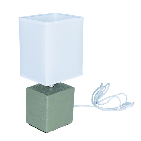 Stolová lampa, keramika hnedá, textil biely, kábel 1,2m, vypínač, DxŠxV: 130x110x290, bez žiarovky 1 10