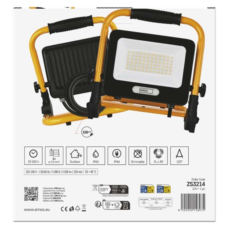 LED reflektor GLARO 50 W, žlto-čierny, IP65, 5000 lm, neutrálna biela 13