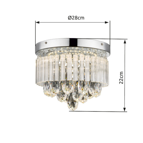 Stropné svietidlo, chróm, akrylové krištále priehľadné, Ø 280, V:220, vrátane 1xLED 12W 230V, 1000lm 2