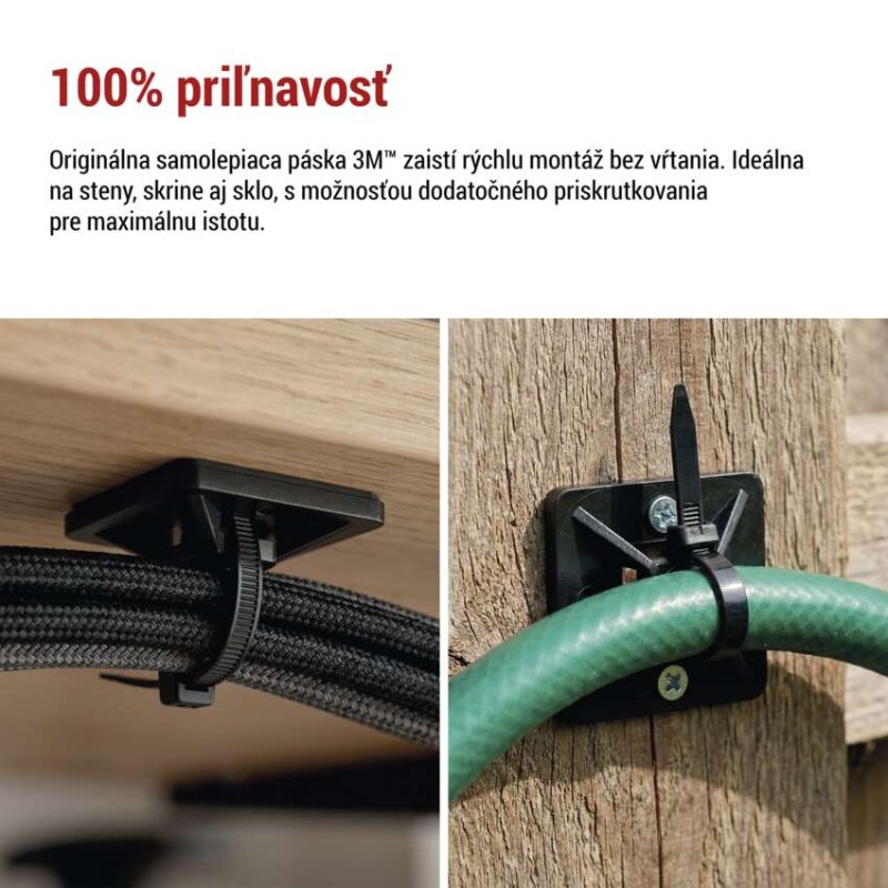 Samolepiaca príchytka sťahovacej pásky 30×30, čierna, 25 ks 1