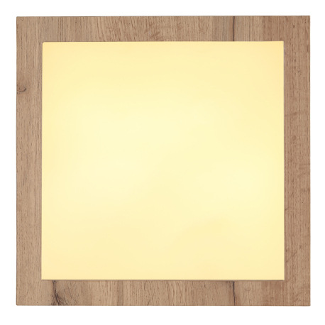 Stropné svietidlo, matný biely kov, MDF imitácia tmavého dreva, plast biely, DxŠxV: 350x350x60mm, vr 9