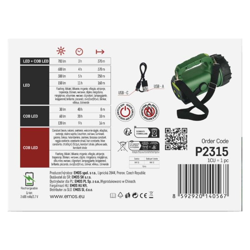 LED nabíjacie svietidlo P2315, 700 lm, 3600 mAh 8