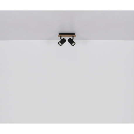 Nástenné svietidlo, kov čierny matný, MDF imitácia dreva, DxŠxV: 220x60x152mm, bez žiaroviek 2xGU10, 7