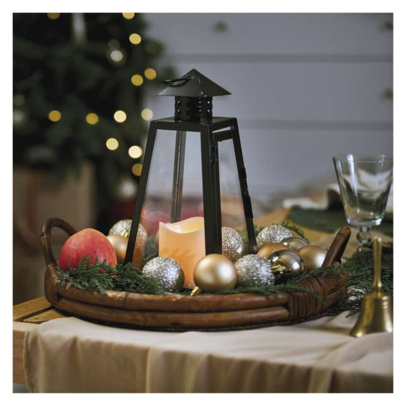 LED lampáš čierny, hranatý, 26,5 cm, 3x AAA, vnútorný, vintage 3