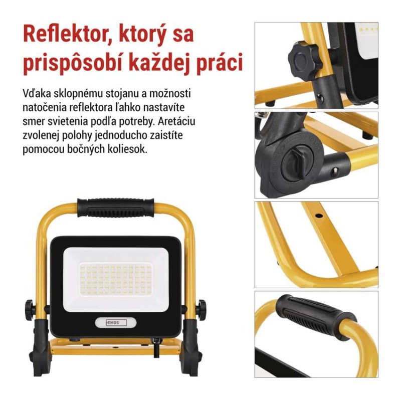 LED reflektor GLARO 50 W, žlto-čierny, IP65, 5000 lm, neutrálna biela 7