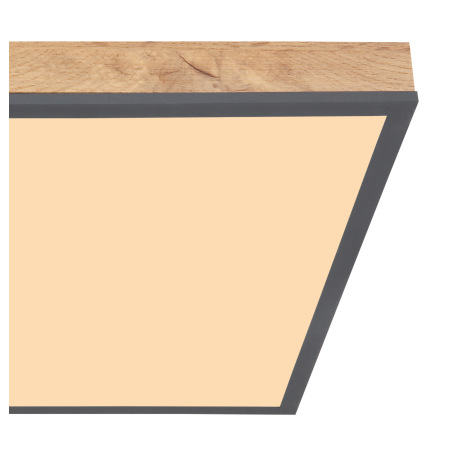 Stropné svietidlo, hliník, grafit, imitácia dreva, akryl biely, rám vo vzhľade dubu, DxŠxV: 450x450x 15