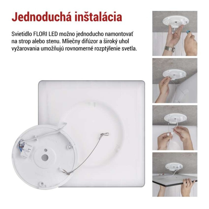 LED prisadené svietidlo FLORI štvorcový, čierné, 18W, neutrálna biela 4