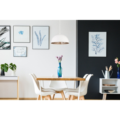 Závesné svietidlo, kov, biela, zrkadlo, strieborná mozaika, Ø: 300, V: 1215, bez žiarovky 1xE27, max 2