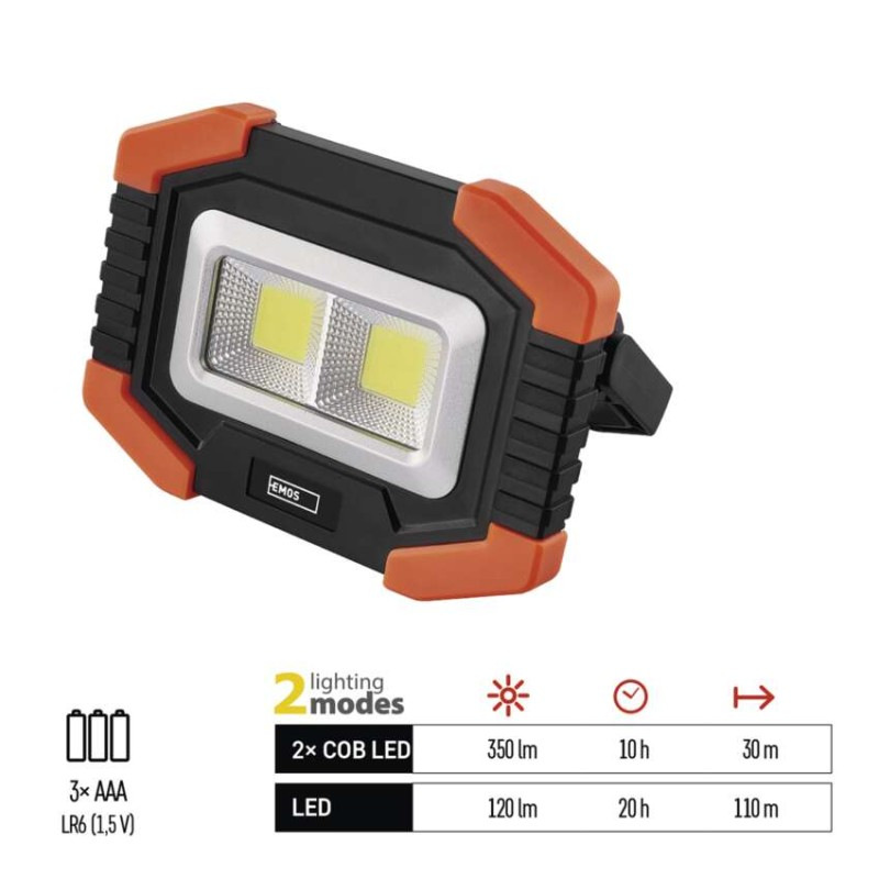 COB LED pracovné svietidlo P4112, 350 lm, 3× AA 2