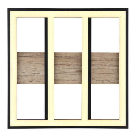 Stropné svietidlo kov čierny mat, MDF imitácia dreva, plast biely, hliník čierny mat, DxŠxV: 300x300 4