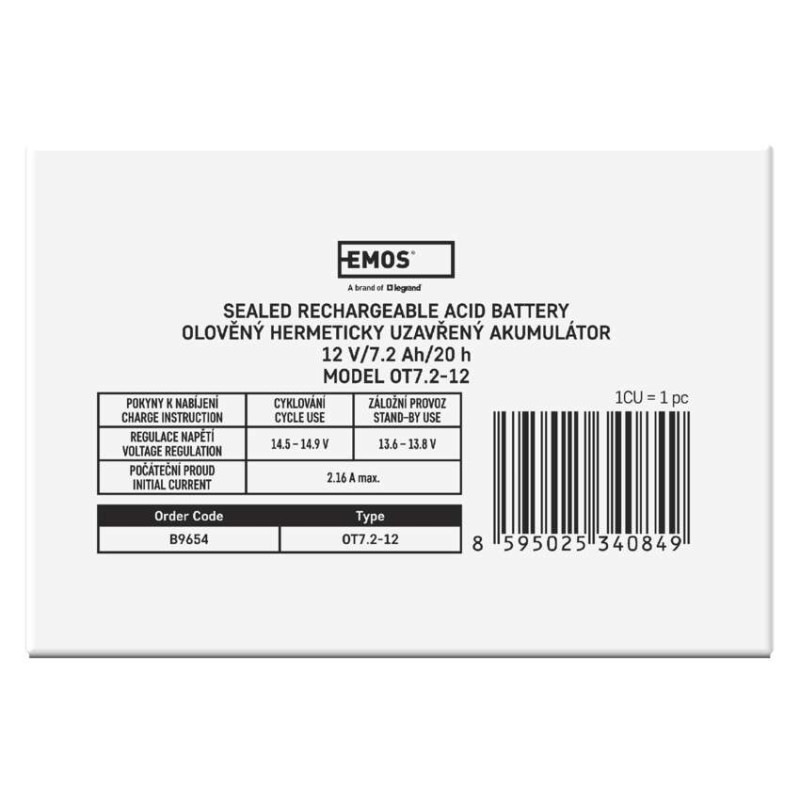 Bezúdržbový olovený akumulátor 12 V/7,2 Ah, faston 4,7 mm 3