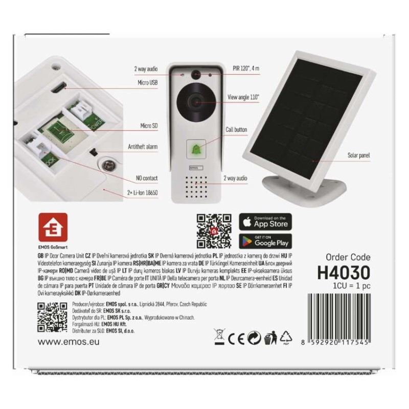 GoSmart Domový bezdrôtový batériový videozvonček IP-09D s WiFi a solárnym panelom 14