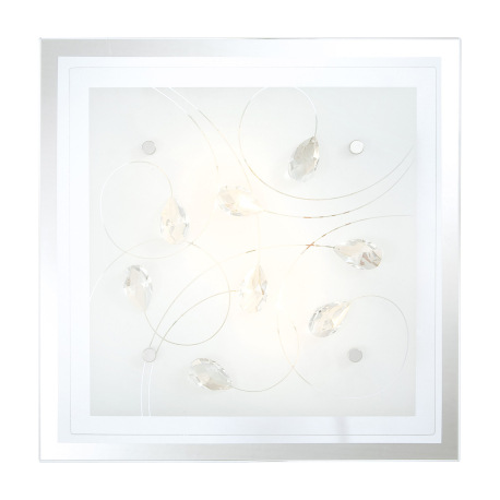 Stropné svietidlo, chróm, sklo biele, K5 kryštály priehľadné, DxŠxV: 335x335x85, bez žiaroviek 2xE27 5