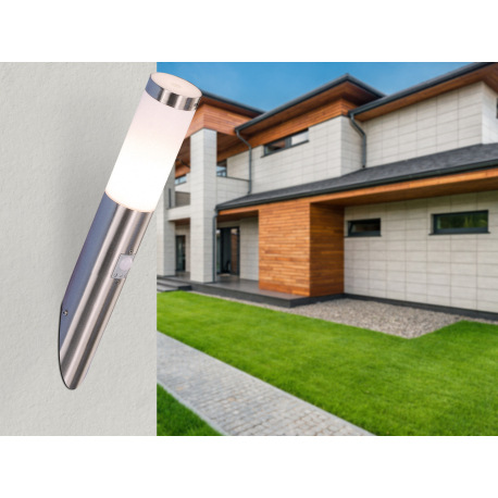 Vonkajšie svietidlo, nerezová ocel, plast biely, IP44, senzor: 90 °, dosah:2-8m, Ø 76, V: 405, H: 17 9