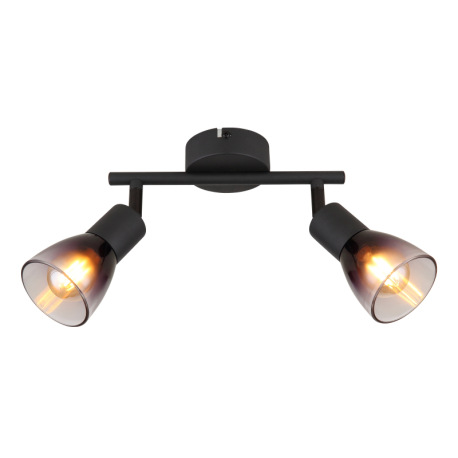 Nástenné svietidlo, kov čierny, sklo dymové, priehľadné, DxŠxV: 220x80x185mm, bez žiaroviek 2xE14, m 3