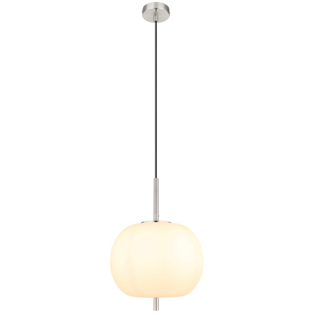 Závesné svietidlo kov nikel matný, sklo biele, kábel PVC čierny, možnosť nastavenia výšky, ø: 300 mm