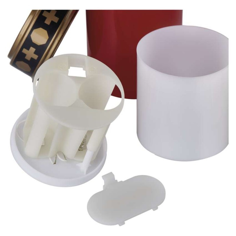 LED náhrobná sviečka červená, 2x C, vonkajšia aj vnútorná, teplá biela, časovač 11