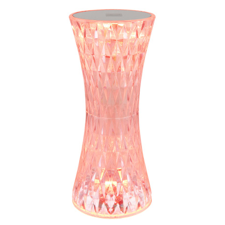 Nabíjateľná stolová lampa, číry plast s krištáľovým efektom, kov strieborný, dotykové zapínanie/vypí 17