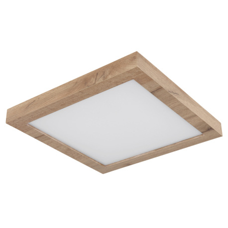 Stropné svietidlo, matný biely kov, MDF imitácia tmavého dreva, plast biely, DxŠxV: 350x350x60mm, vr 7