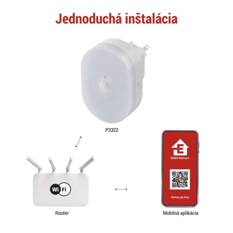 GoSmart PIR senzor (senzor pohybu) s nočným svetlom, WiFi 1