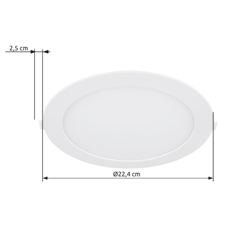 Podhľadové svietidlo, biely plast, biely PVC kábel, externý ovládač v balení, ø: 224mm, V: 25mm, výr 6