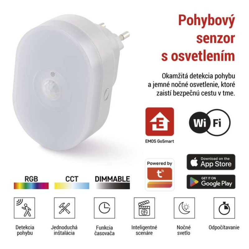 GoSmart PIR senzor (senzor pohybu) s nočným svetlom, WiFi 2