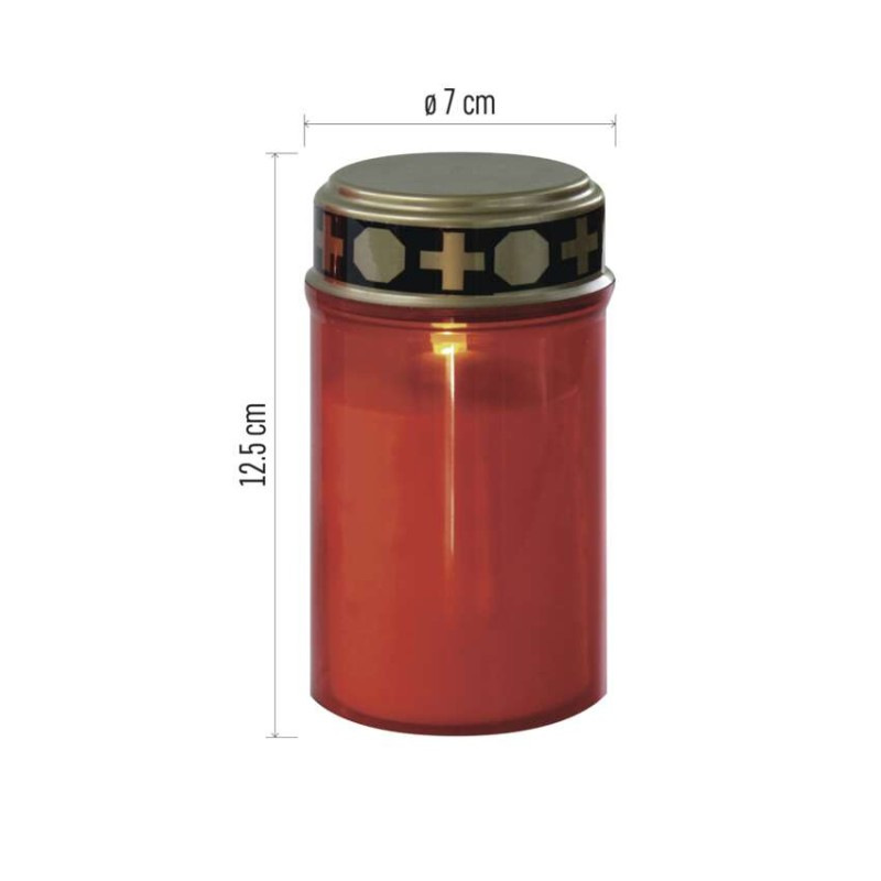 LED náhrobná sviečka červená, 2x C, vonkajšia aj vnútorná, teplá biela, časovač 2