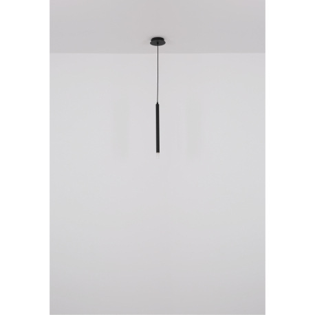 Závesné svietidlo, kov čierny, akryl satinovaný, číry, kábel PVC čierny, ø: 120 mm, V: 1200 mm, bez 13